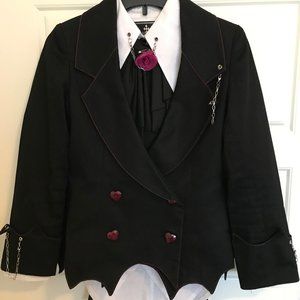 3-pc Victorian Gothic Jabot Shirt and Jacket